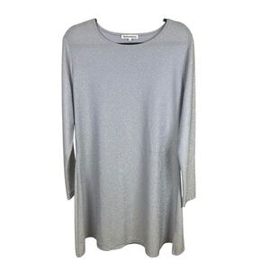 Reformation Silver Metallic Linen Tunic Top Long Sleeve Party Evening 1X